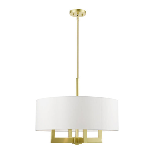 Livex Lighting Cresthaven Collection  4 Light Satin Brass Pendant Chandelier in Satin Brass 48786-12