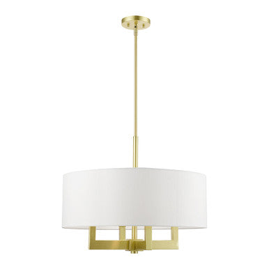 Livex Lighting Cresthaven Collection  4 Light Satin Brass Pendant Chandelier in Satin Brass 48786-12