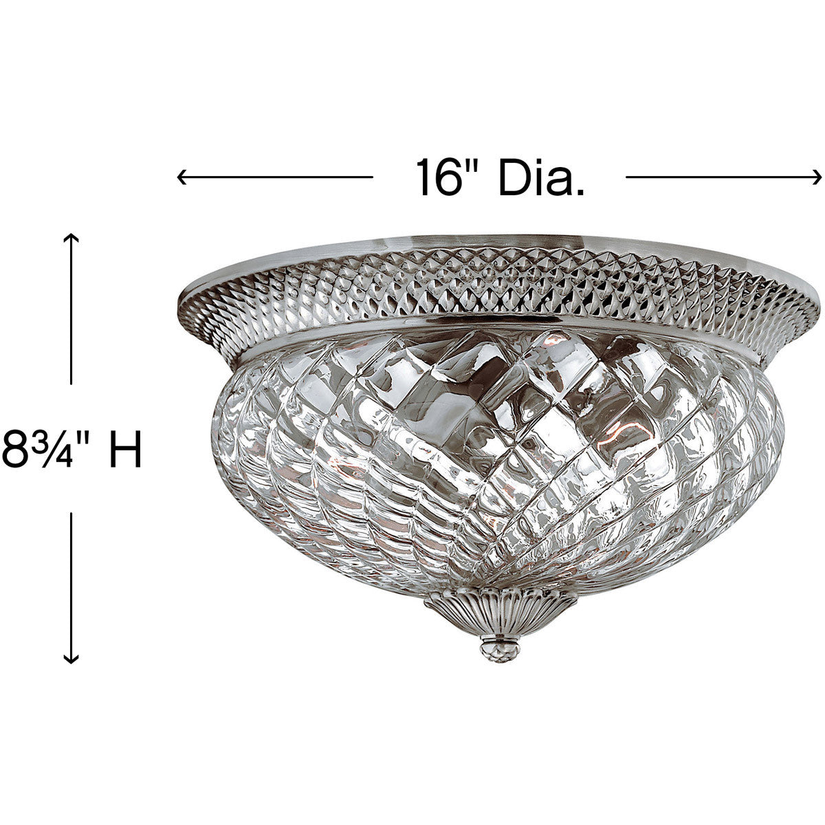 Hinkley Lighting Plantation Medium Flush Mount Polished Antique Nickel 4881PL