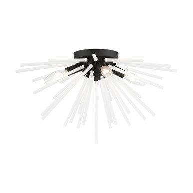 Livex Lighting Uptown Collection  4 Light Black Flush Mount in Black 48820-04