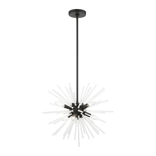 Livex Lighting Uptown Collection  6 Light Black Pendant Chandelier in Black 48824-04