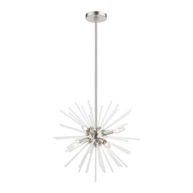 Livex Lighting Uptown Collection  6 Light Brushed Nickel Pendant Chandelier in Brushed Nickel 48824-91