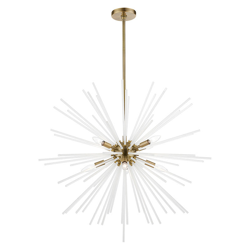 Livex Lighting Uptown Collection  8 Light Antique Brass Large Foyer Chandelier in Antique Brass 48828-01