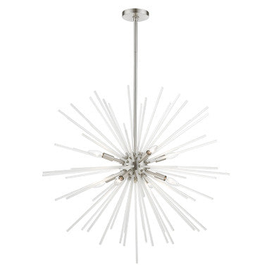 Livex Lighting Uptown Collection  8 Light Brushed Nickel Large Foyer Chandelier in Brushed Nickel 48828-91