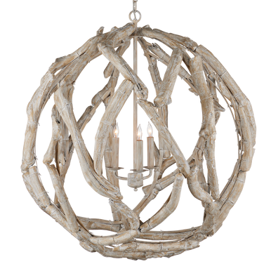 Currey & Co. Driftwood Whitewash Orb Chandelier 9000-1133