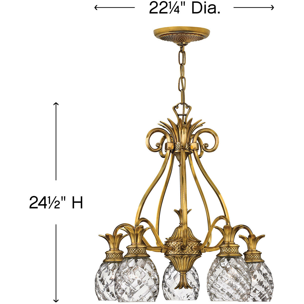 Hinkley Lighting Plantation Medium Single Tier Burnished Brass 4885BB