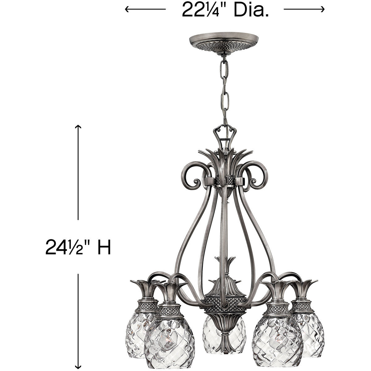 Hinkley Lighting Plantation Medium Single Tier Polished Antique Nickel 4885PL