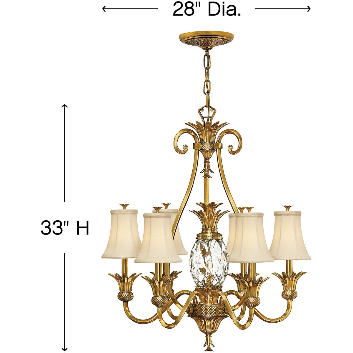 Hinkley Lighting Plantation Large Single Tier Burnished Brass 4886BB