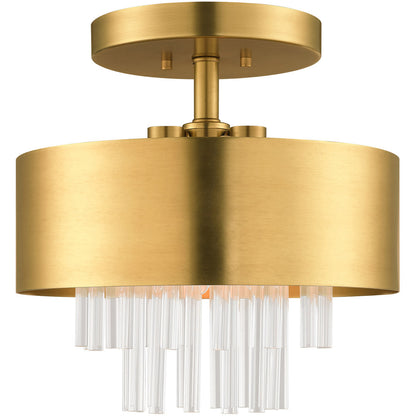 Livex Lighting Orenburg Collection 3 Lt Natural Brass Ceiling Mount in Natural Brass 48872-08