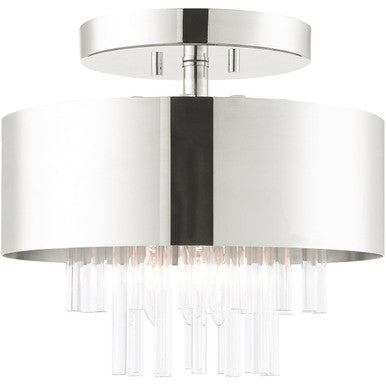 Livex Lighting Orenburg Collection 3 Lt Polished Nickel Ceiling Mount in Polished Nickel 48872-35