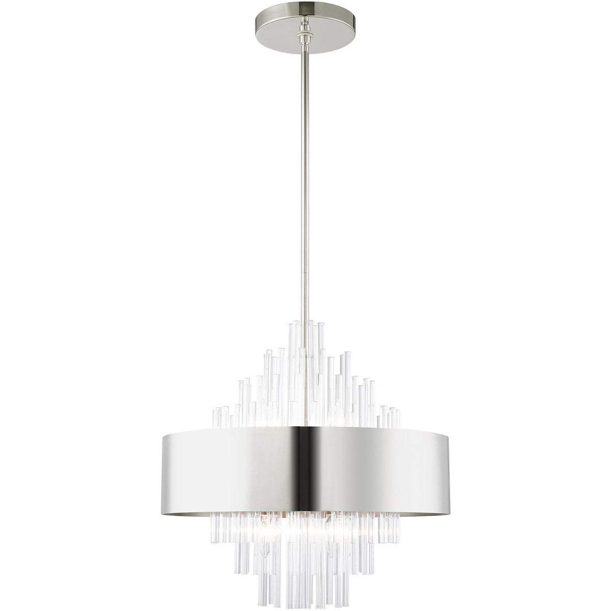 Livex Lighting Orenburg Collection 8 Lt Polished Nickel Pendant Chandelier in Polished Nickel 48874-35