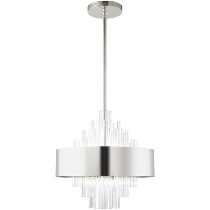 Livex Lighting Orenburg Collection 8 Lt Polished Nickel Pendant Chandelier in Polished Nickel 48874-35