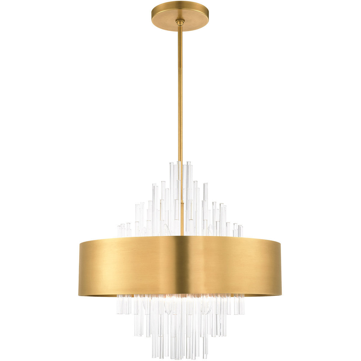 Livex Lighting Orenburg Collection 10 Lt Natural Brass Pendant Chandelier in Natural Brass 48876-08