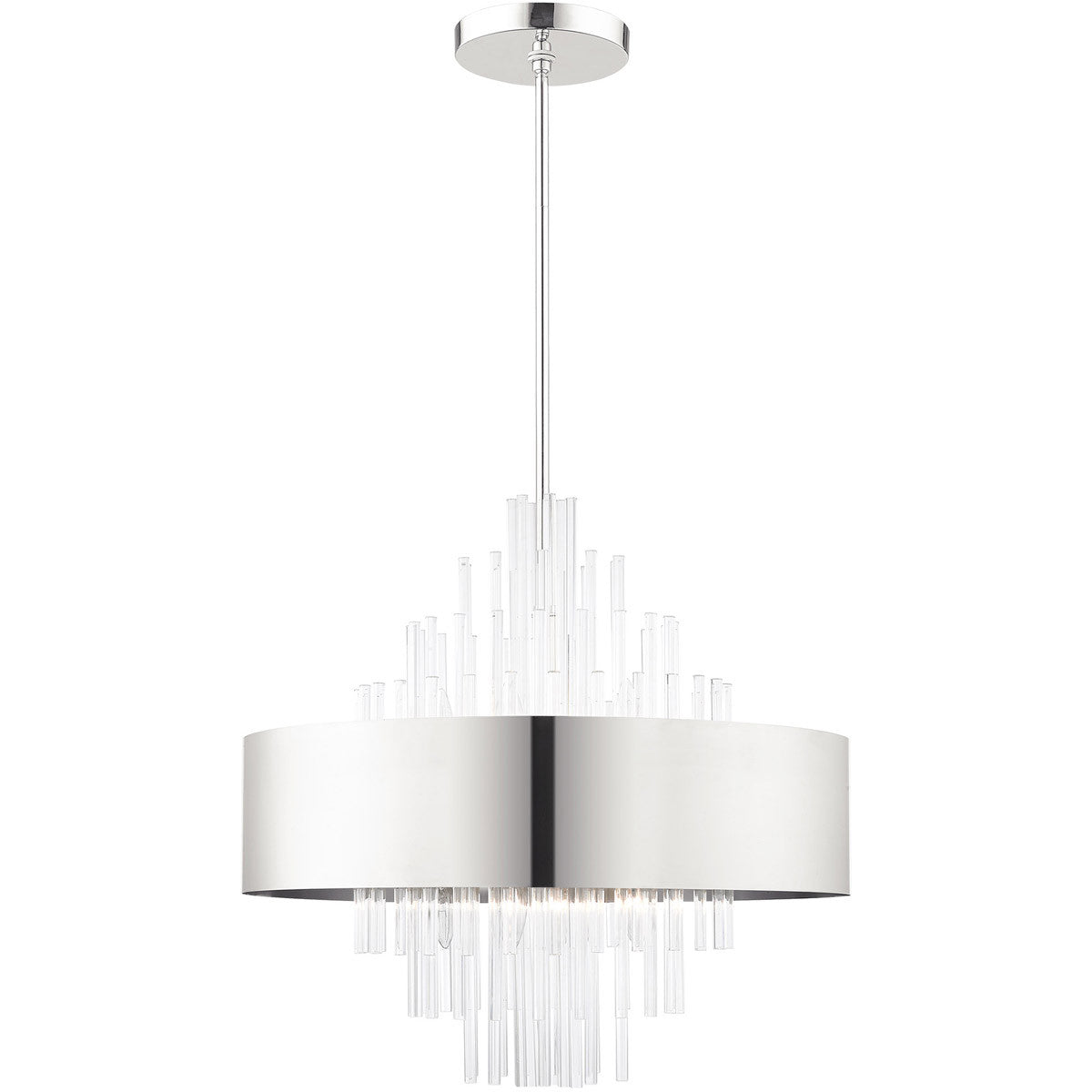 Livex Lighting Orenburg  Collection 10 Lt Polished Nickel Pendant Chandelier in Polished Nickel  48876-35