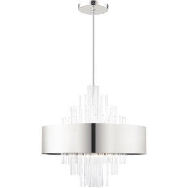 Livex Lighting Orenburg  Collection 10 Lt Polished Nickel Pendant Chandelier in Polished Nickel  48876-35