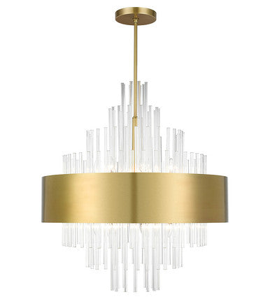 Livex Lighting Orenburg Collection 14 Light Natural Brass Large Pendant Chandelier 48877-08