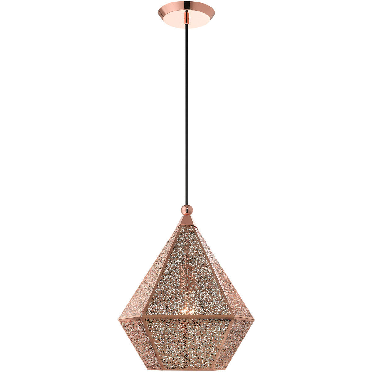 Livex Lighting Aberdeen Collection 1 Lt Rose Gold Pendant  in Rose Gold  48923-86