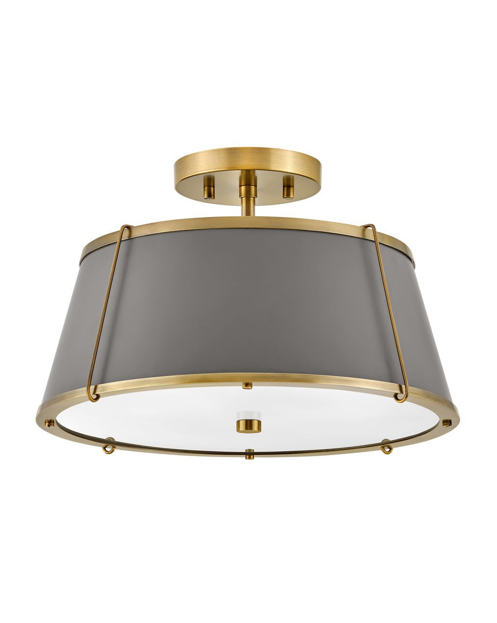 Hinkley Lighting Clarke Medium Semi-Flush Mount Lacquered Dark Brass 4893LDB