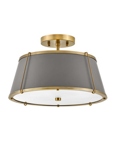 Hinkley Lighting Clarke Medium Semi-Flush Mount Lacquered Dark Brass 4893LDB