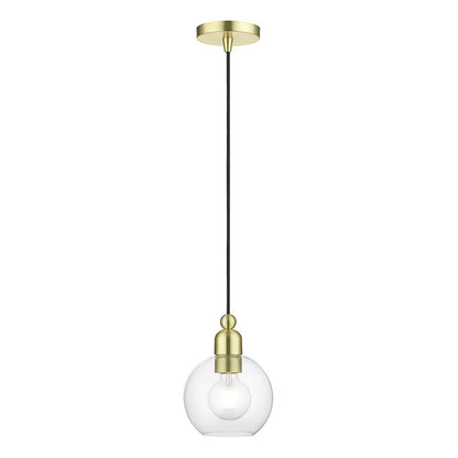 Livex Lighting Downtown Collection  1 Light Satin Brass Sphere Mini Pendant in Satin Brass 48971-12