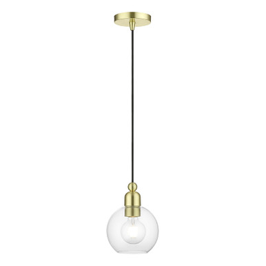 Livex Lighting Downtown Collection  1 Light Satin Brass Sphere Mini Pendant in Satin Brass 48971-12