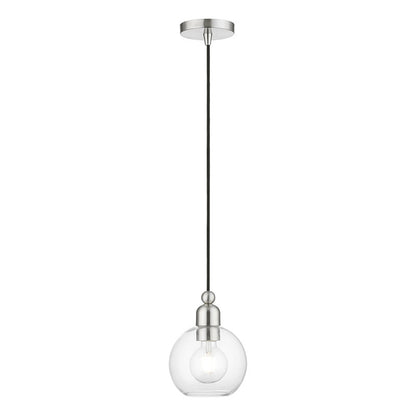 Livex Lighting Downtown Collection  1 Light Brushed Nickel Sphere Mini Pendant in Brushed Nickel 48971-91