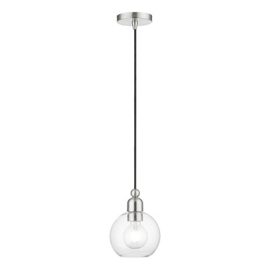 Livex Lighting Downtown Collection  1 Light Brushed Nickel Sphere Mini Pendant in Brushed Nickel 48971-91