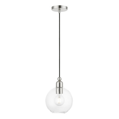 Livex Lighting Downtown Collection  1 Light Brushed Nickel Sphere Pendant in Brushed Nickel 48972-91