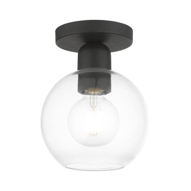 Livex Lighting Downtown Collection  1 Light Black Sphere Semi-Flush in Black 48977-04