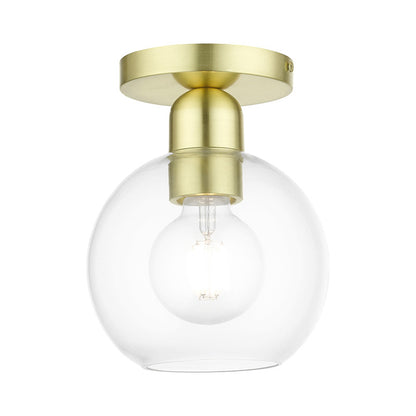 Livex Lighting Downtown Collection  1 Light Satin Brass Sphere Semi-Flush in Satin Brass 48977-12