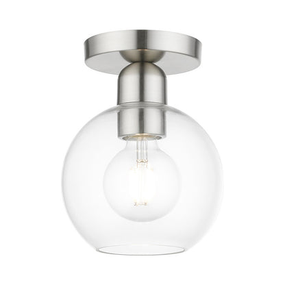 Livex Lighting Downtown Collection  1 Light Brushed Nickel Sphere Semi-Flush in Brushed Nickel 48977-91