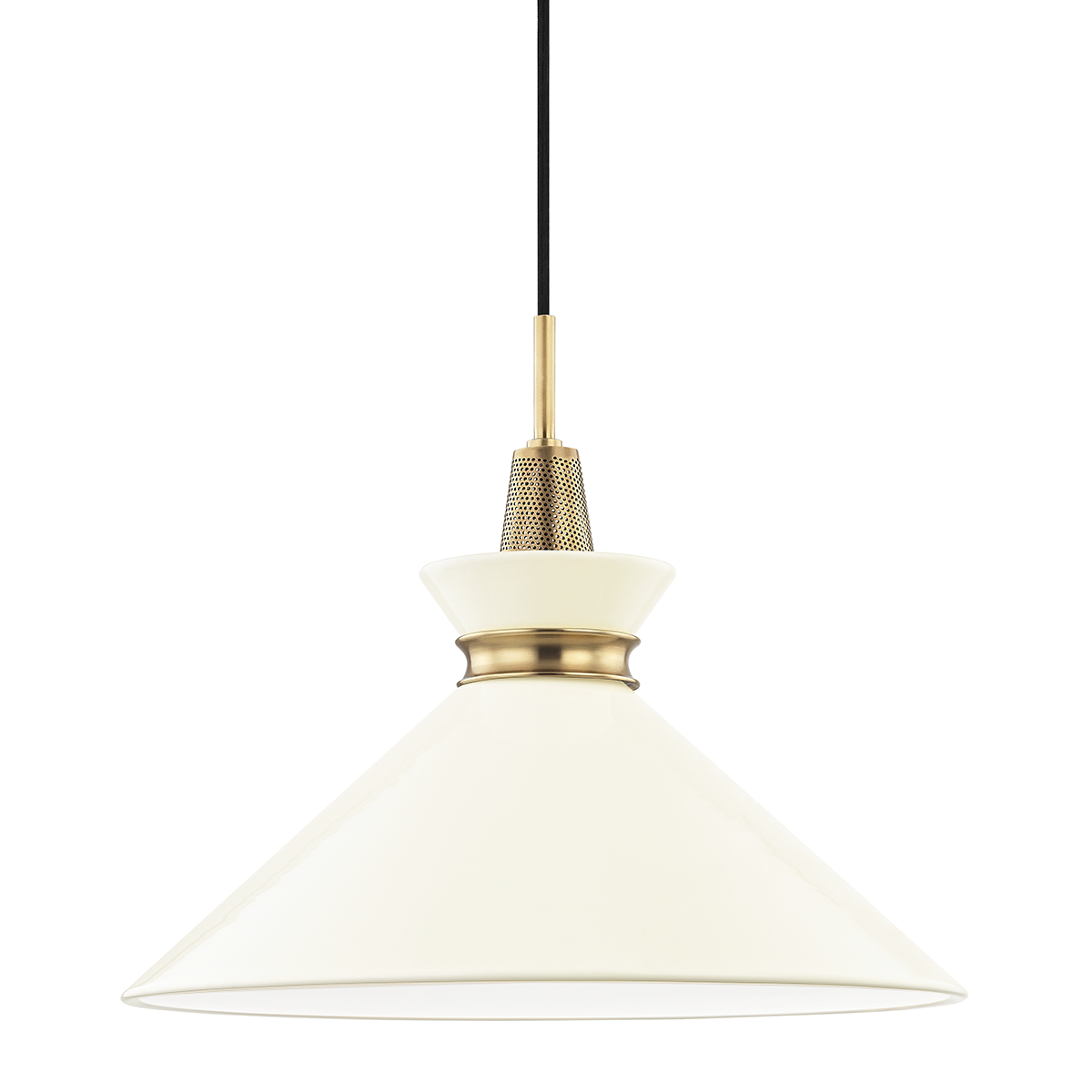 Mitzi 1 Light Pendant in Aged Brass/Cream H251701L-AGB/CR