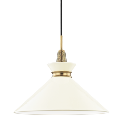 Mitzi 1 Light Pendant in Aged Brass/Cream H251701L-AGB/CR