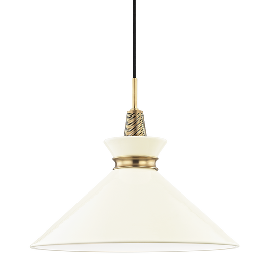 Mitzi 1 Light Pendant in Aged Brass/Cream H251701L-AGB/CR