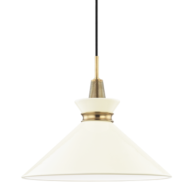 Mitzi 1 Light Pendant in Aged Brass/Cream H251701L-AGB/CR