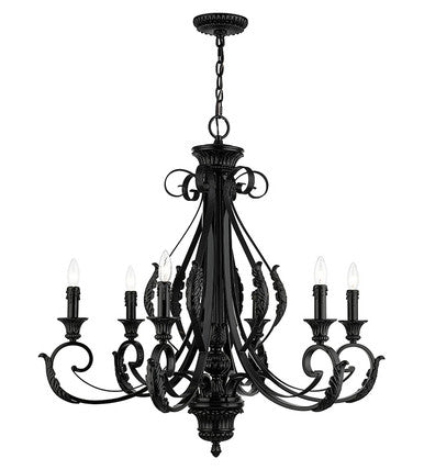 Livex Lighting Valencia Collection 6 Light Shiny Black Large Chandelier 49066-68