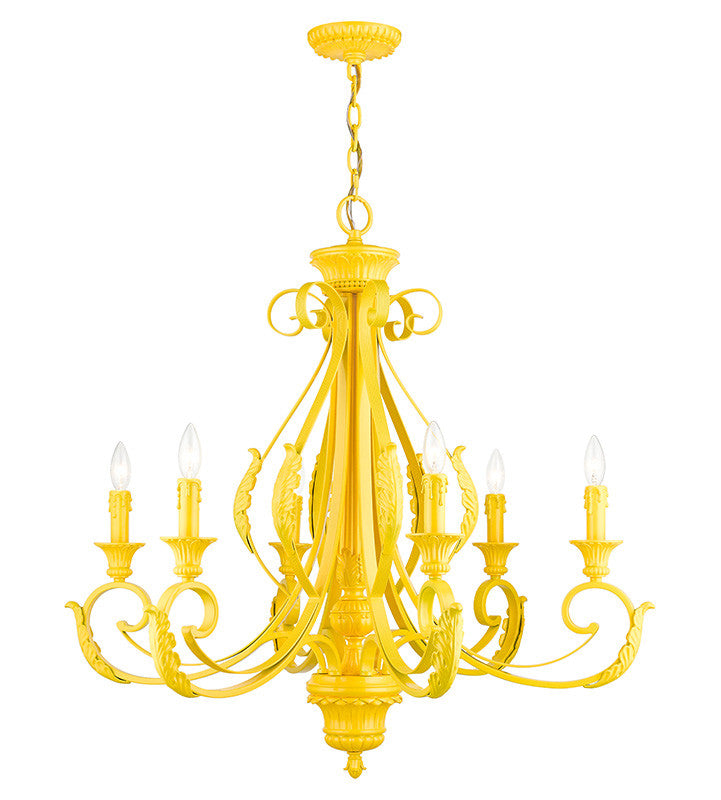 Livex Lighting Valencia Collection 6 Light Shiny Yellow Large Chandelier 49066-82