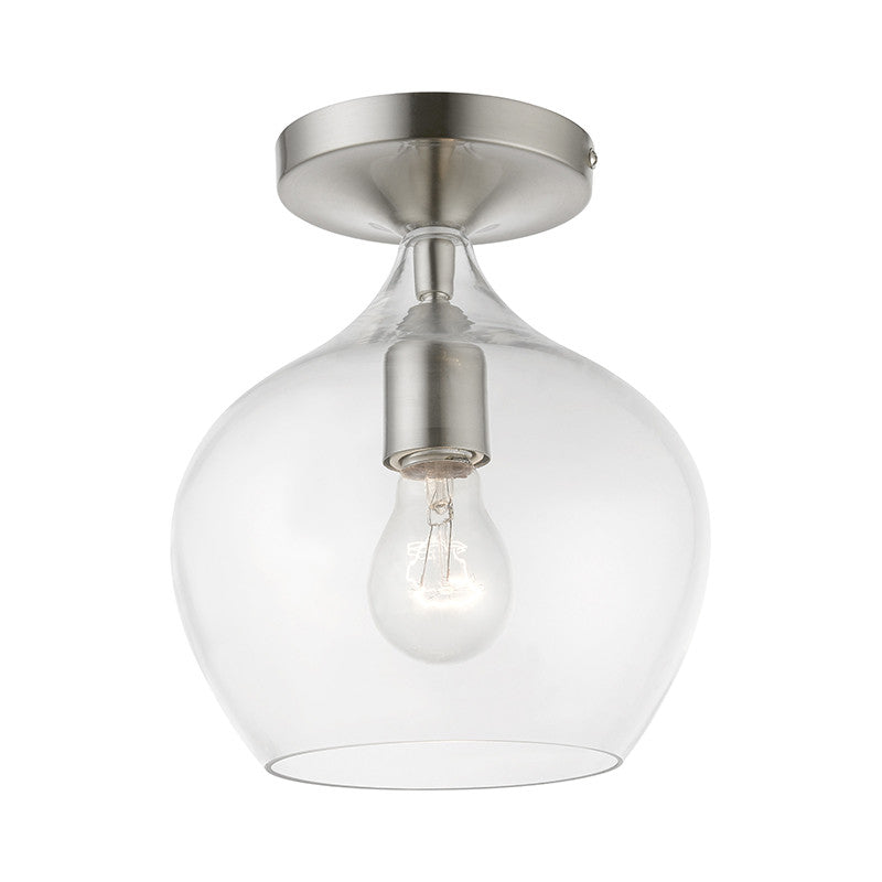 Livex Lighting Aldrich Collection  1 Light Brushed Nickel Semi-Flush in Brushed Nickel 49087-91