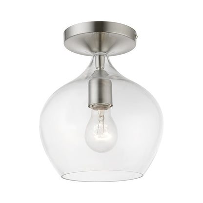 Livex Lighting Aldrich Collection  1 Light Brushed Nickel Semi-Flush in Brushed Nickel 49087-91