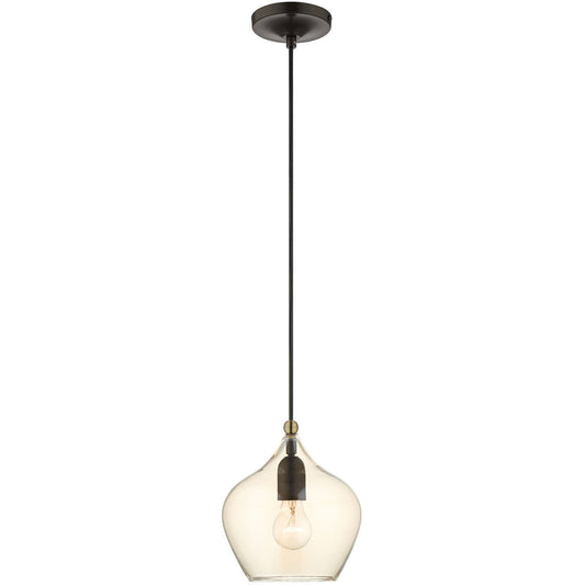 Livex Lighting Pendants Collection 1 Lt English Bronze Mini Pendant  in English Bronze with Antique Brass Accents 49089-92