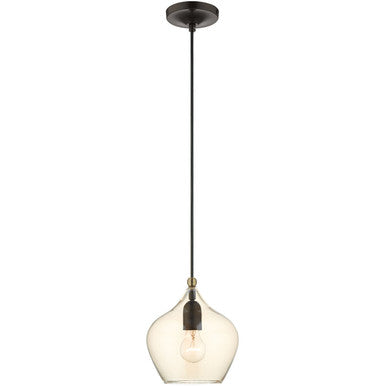 Livex Lighting Pendants Collection 1 Lt English Bronze Mini Pendant  in English Bronze with Antique Brass Accents 49089-92