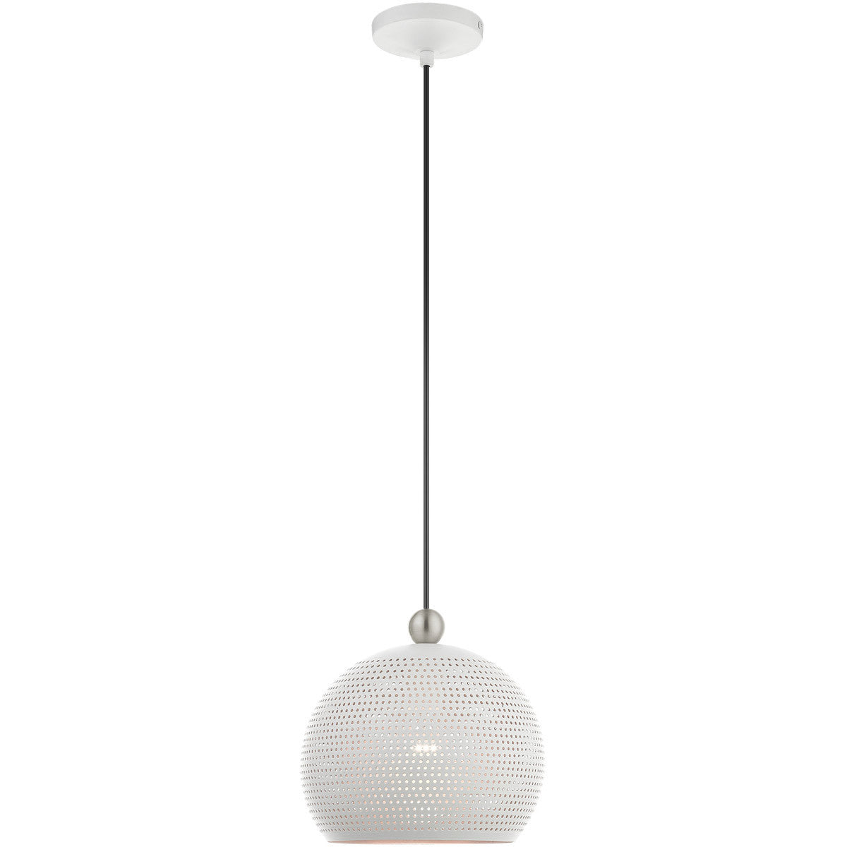 Livex Lighting Dublin Collection 1 Lt White Pendant  in White with Brushed Nickel Accents 49100-03