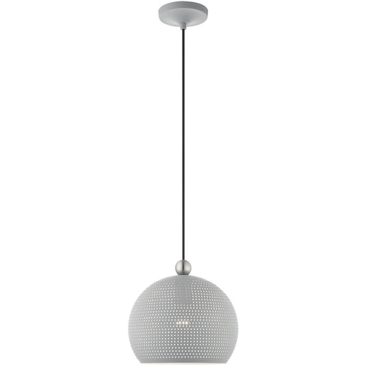 Livex Lighting Dublin Collection 1 Lt Nordic Gray Pendant in Nordic Gray with Brushed Nickel Accents 49100-80