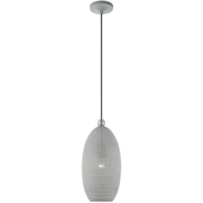 Livex Lighting Dublin Collection 1 Lt Nordic Gray Pendant in Nordic Gray with Brushed Nickel Accents 49101-80