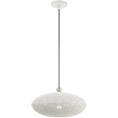 Livex Lighting Dublin Collection 1 Lt White Pendant  in White with Brushed Nickel Accents 49102-03