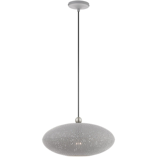 Livex Lighting Dublin Collection 1 Lt Nordic Gray Pendant in Nordic Gray with Brushed Nickel Accents 49102-80