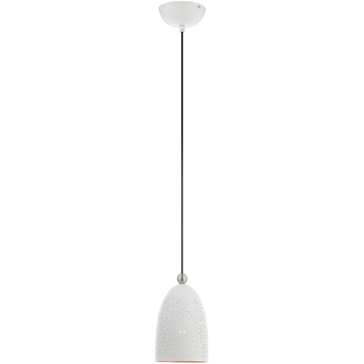 Livex Lighting Arlington Collection 1 Lt White Pendant  in White with Brushed Nickel Accents 49107-03