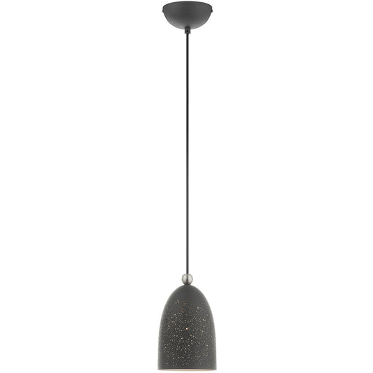 Livex Lighting Arlington Collection 1 Lt Bronze Pendant  in Scandinavian Gray with Brushed Nickel Accents 49107-76