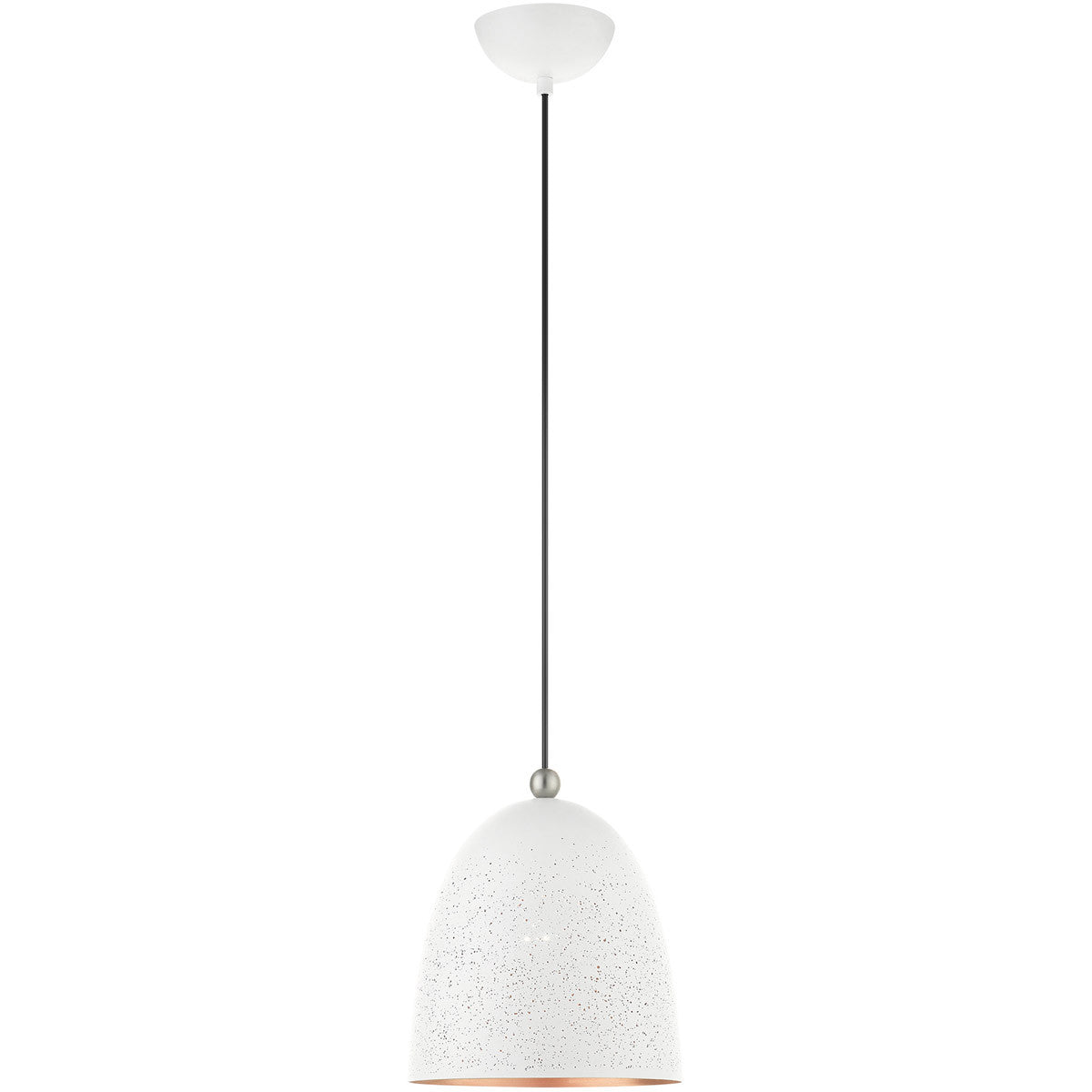 Livex Lighting Arlington Collection 1 Lt White Pendant  in White with Brushed Nickel Accents 49108-03