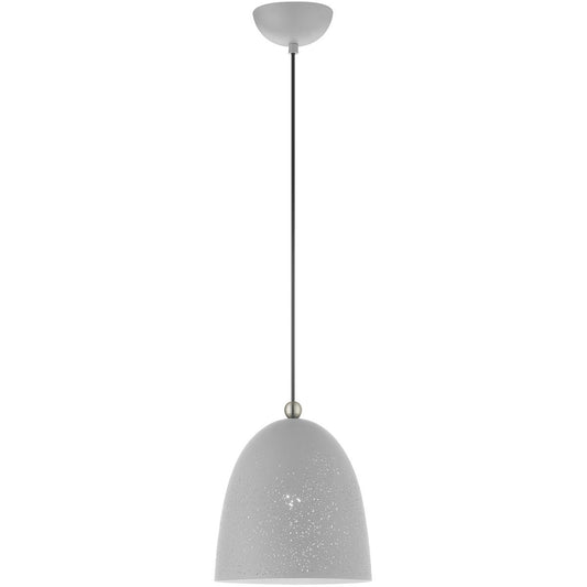 Livex Lighting Arlington Collection 1 Lt Nordic Gray Pendant in Nordic Gray with Brushed Nickel Accents 49108-80